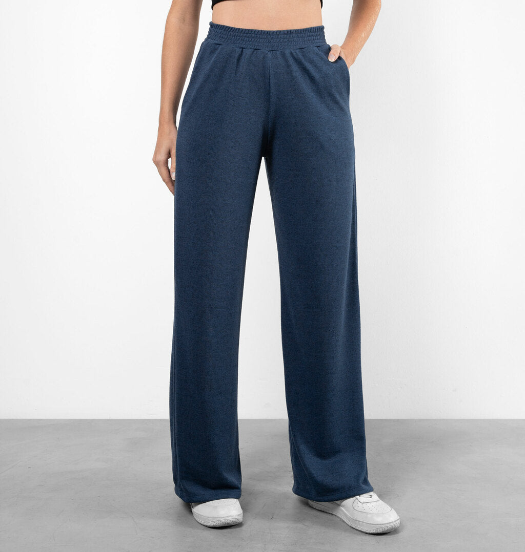 Calça Wide Leg Cós Com Elástico