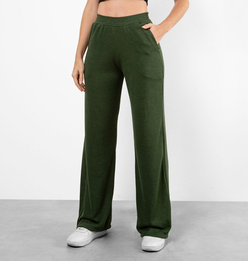 Calça Wide Leg Cós Com Elástico