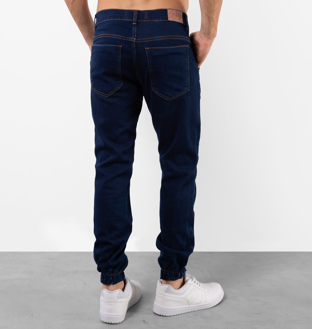 Calça Jeans Jogger Com Bolsos