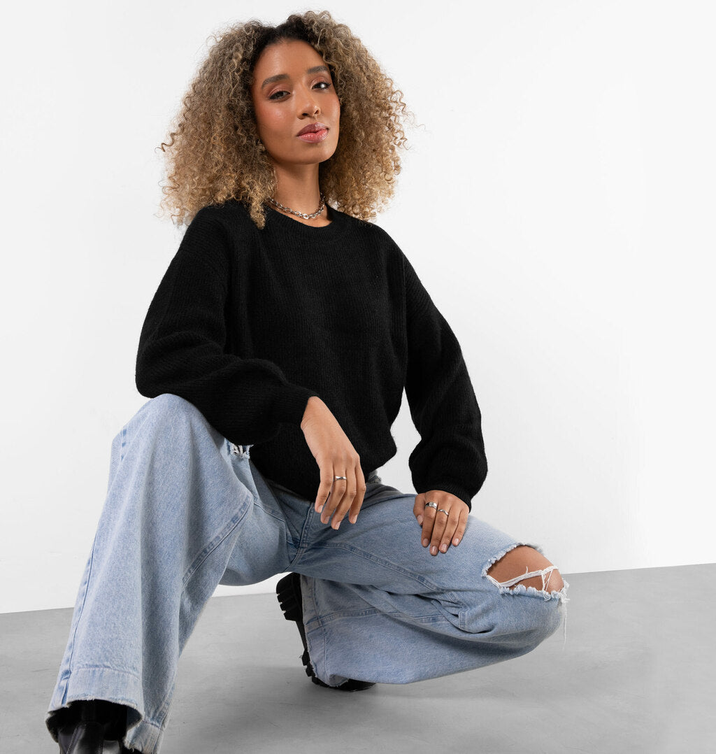 Blusa Em Tricot Com Manga Bufante