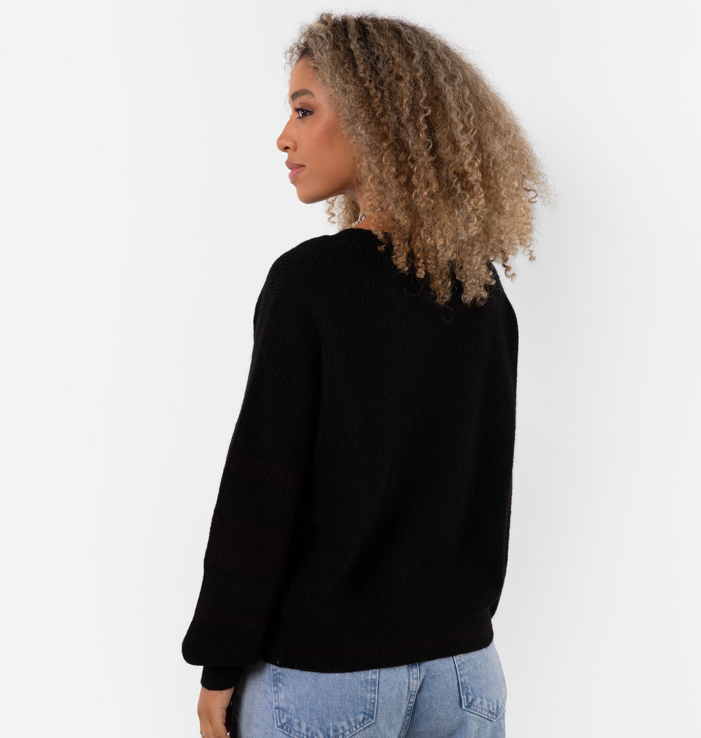 Blusa Em Tricot Com Manga Bufante
