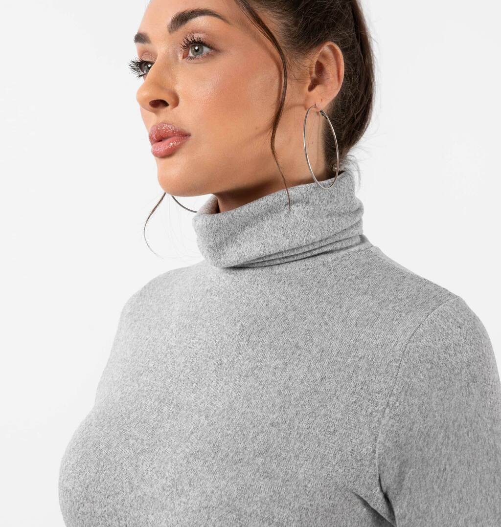 Vestido Midi Gola Rolê E Fenda