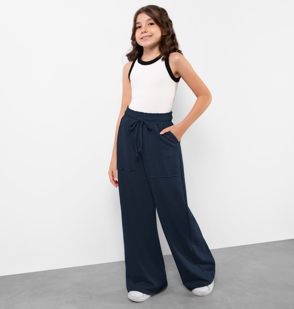 Calça Pantalona Infantil Moletinho Bolso A Fio