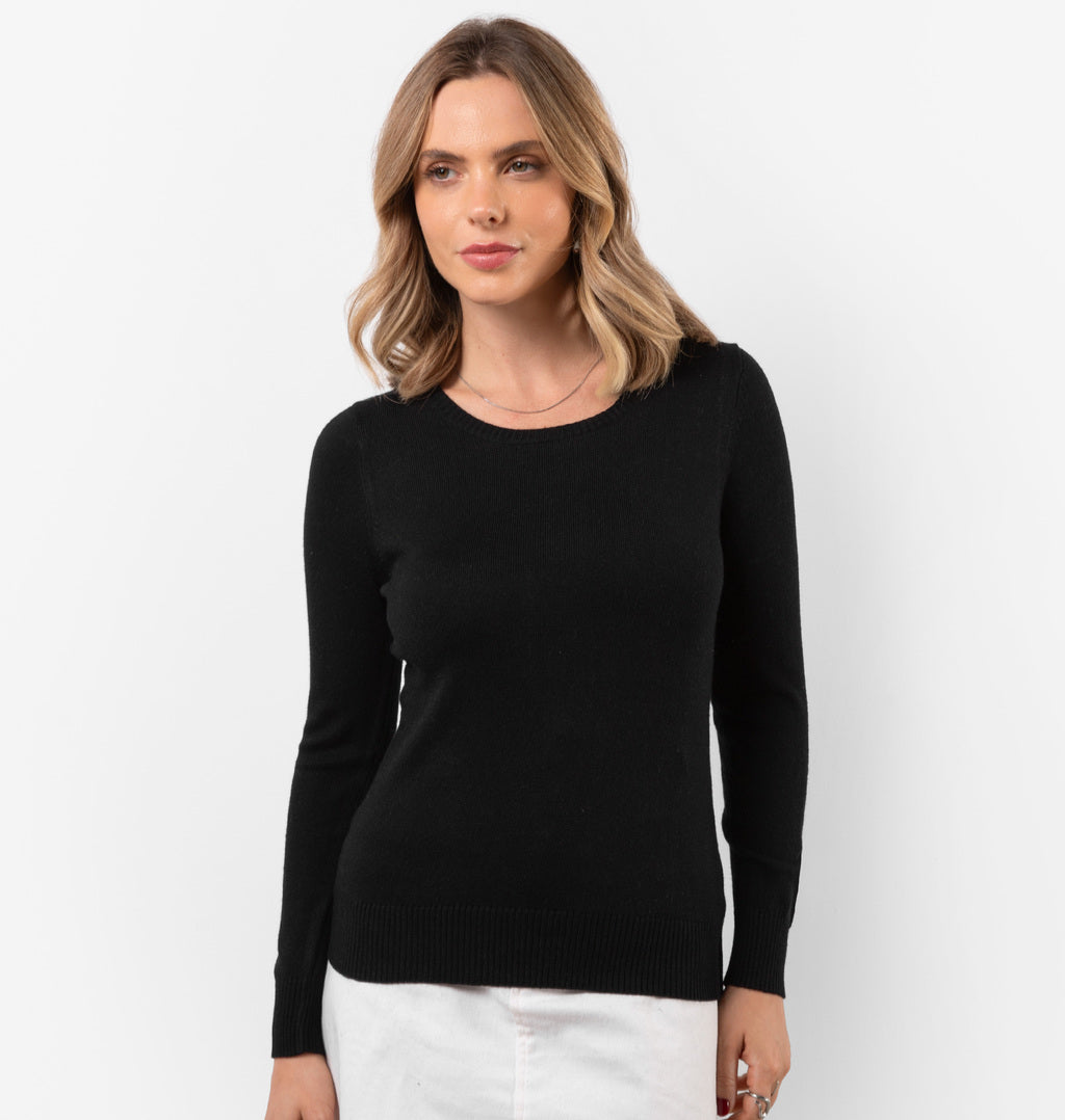 Blusa Em Tricot Com Mangas Longas