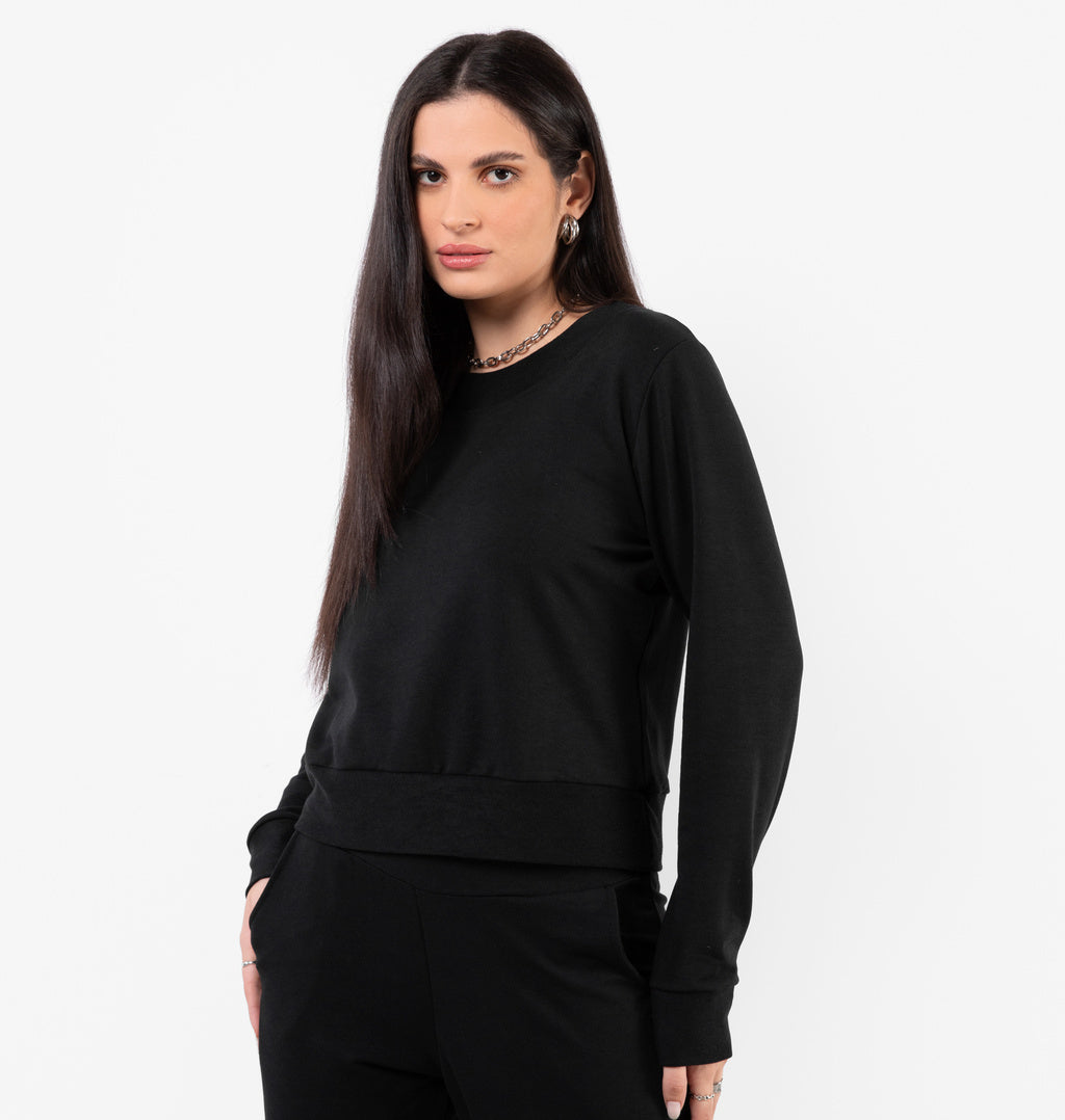 Blusa Em Moletinho Com Gola Redonda