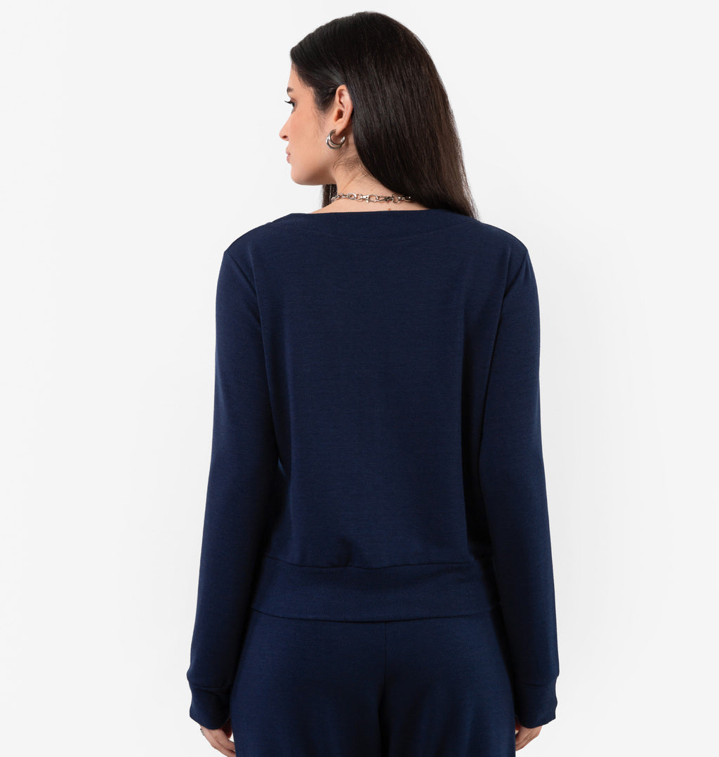 Blusa Em Moletinho Com Gola Redonda