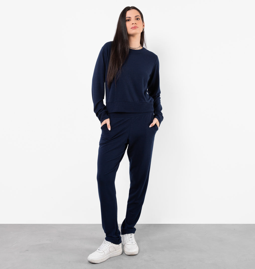 Blusa Em Moletinho Com Gola Redonda