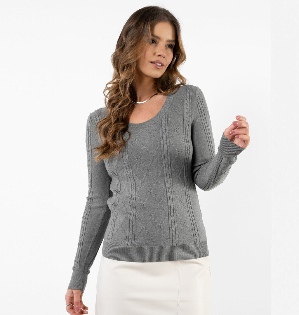 Tricot Com Decote Redondo