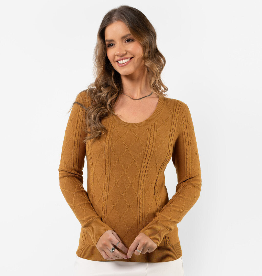 Tricot Com Decote Redondo