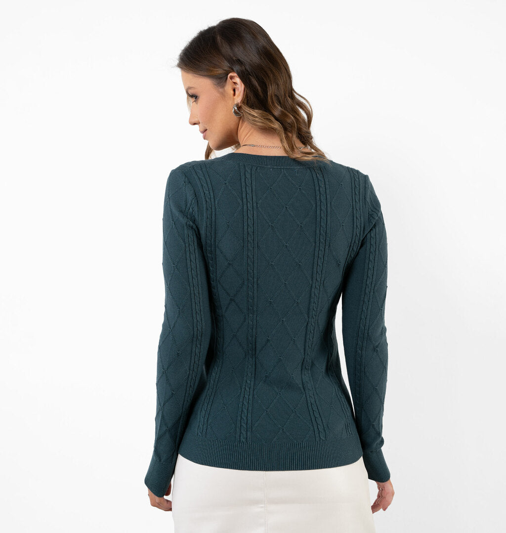 Tricot Com Decote Redondo