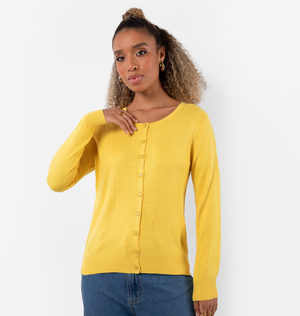 Cardigan Com Botões Frontais Em Tricot