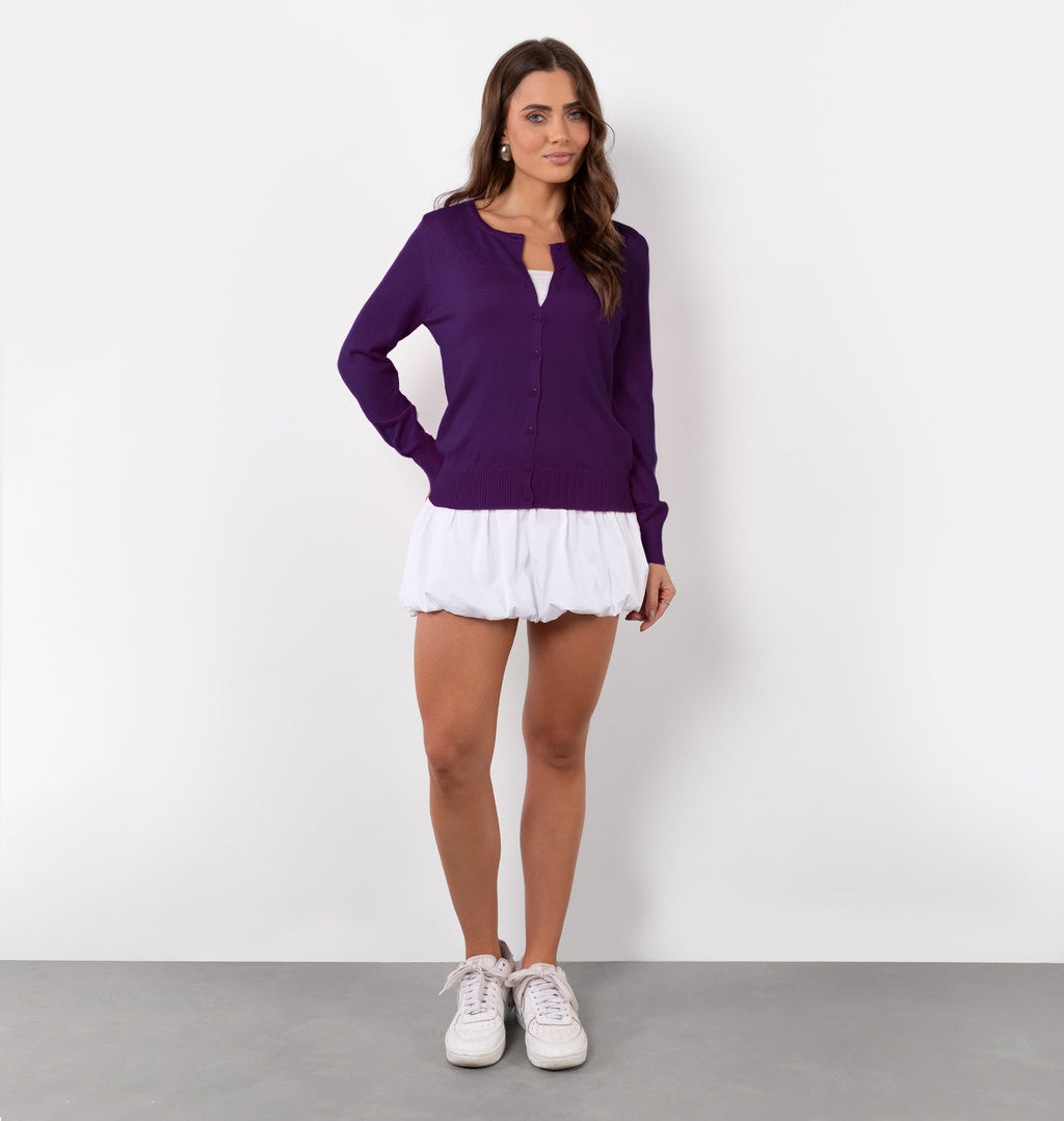 Cardigan Com Botões Frontais Em Tricot