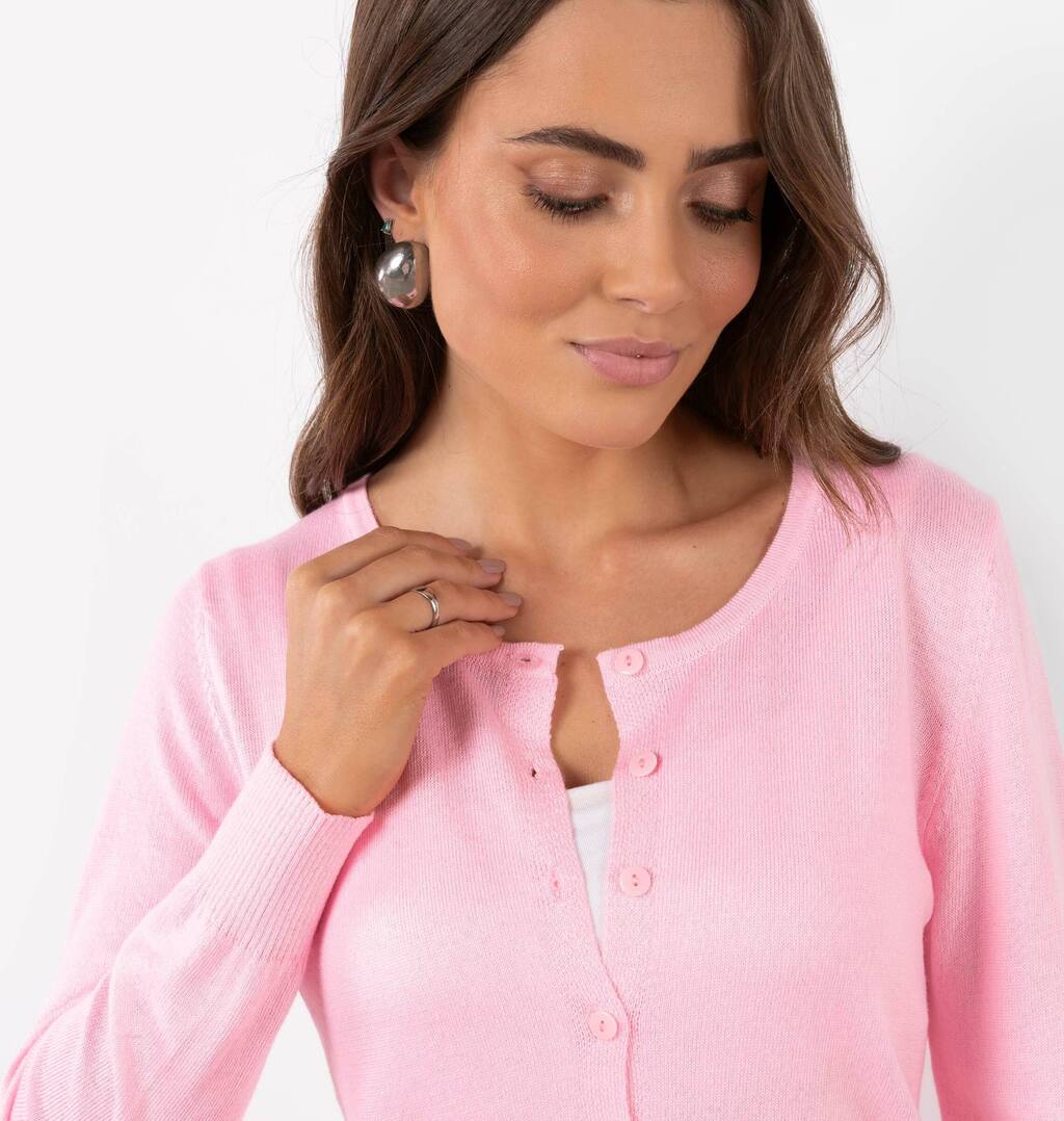 Cardigan Com Botões Frontais Em Tricot
