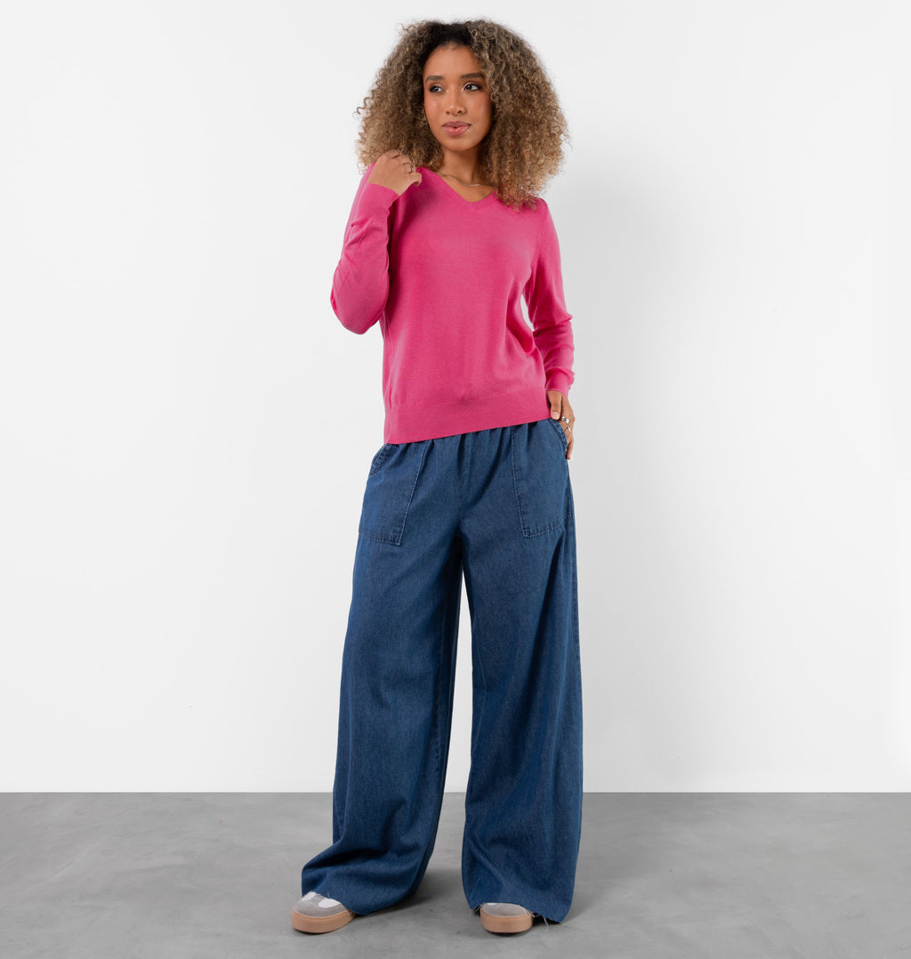 Blusa Com Decote V Em Tricot