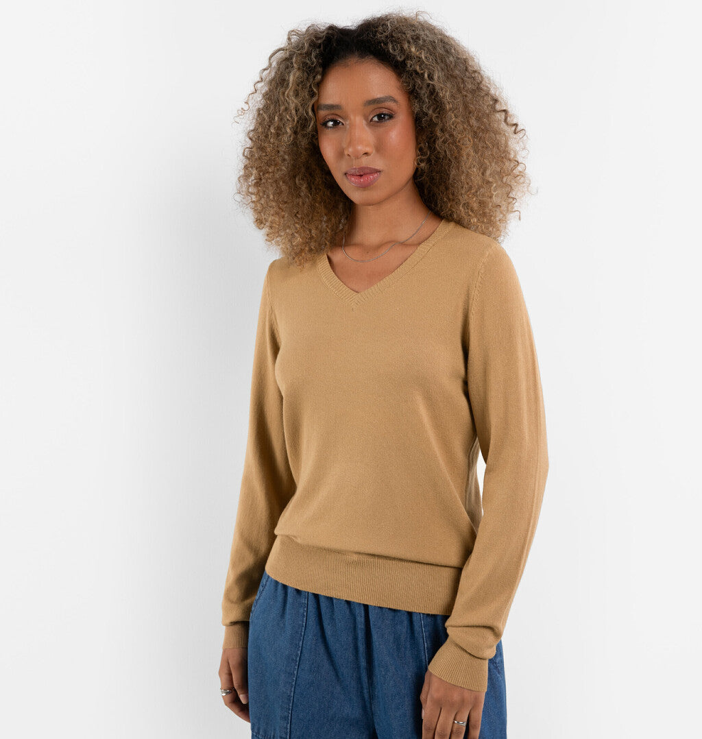 Blusa Com Decote V Em Tricot