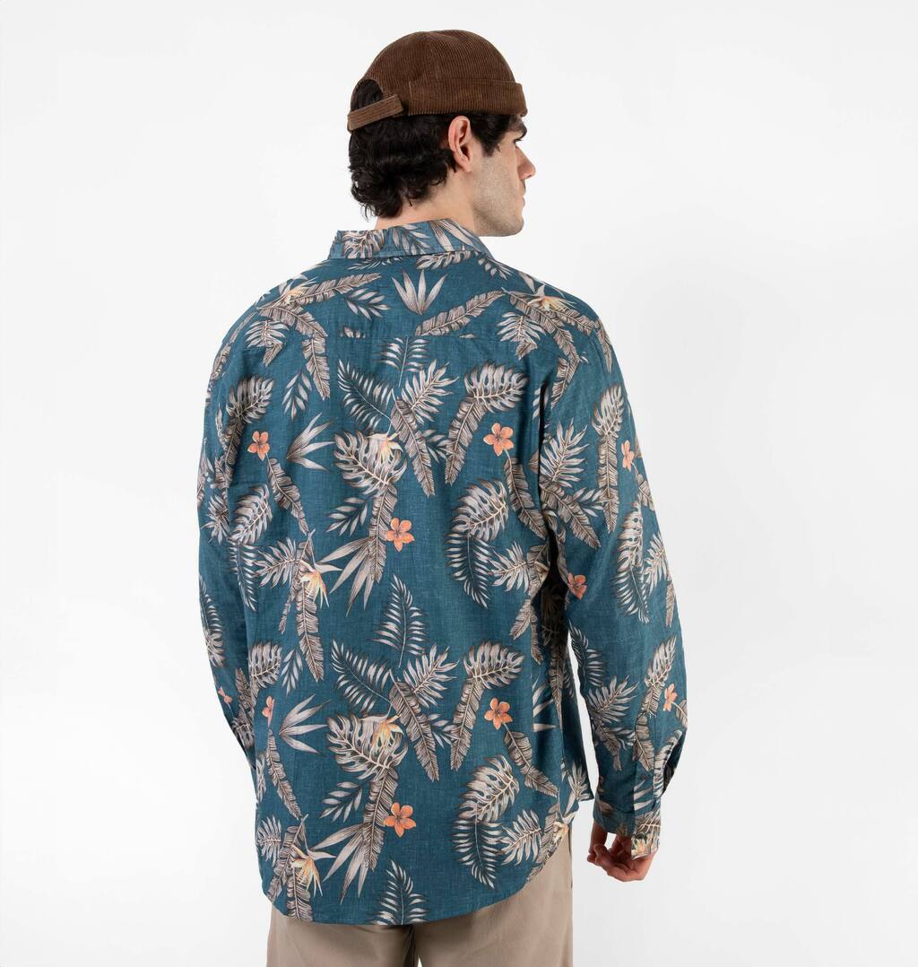 Camisa Manga Longa Com Estampa Folhagem