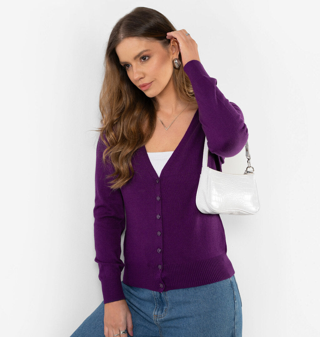 Cardigan De Tricot Com Botões
