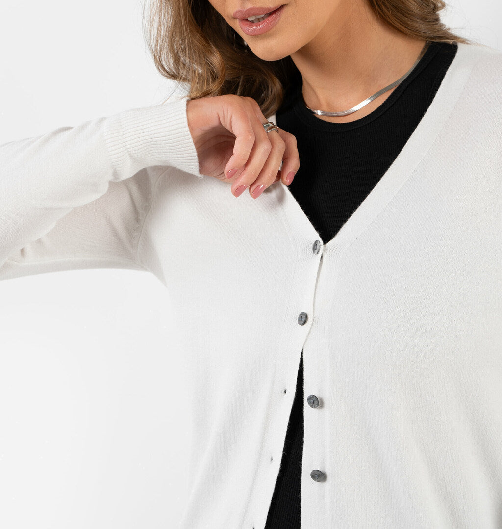Cardigan Com Mangas Longas Em Tricot