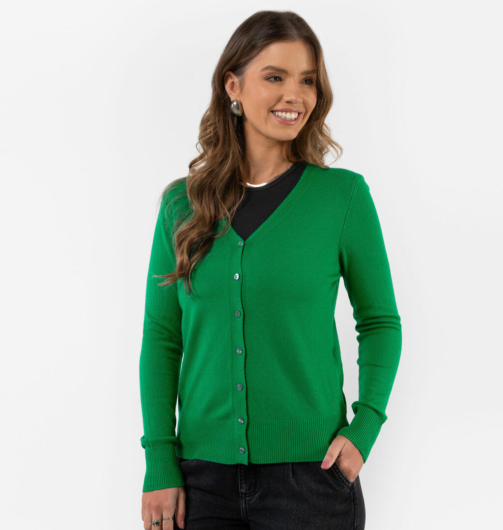 Cardigan Com Mangas Longas Em Tricot