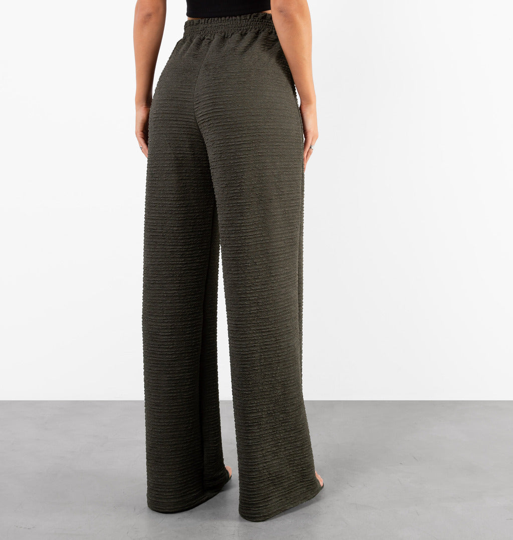 Calça Wide Leg Com Cordão Fake