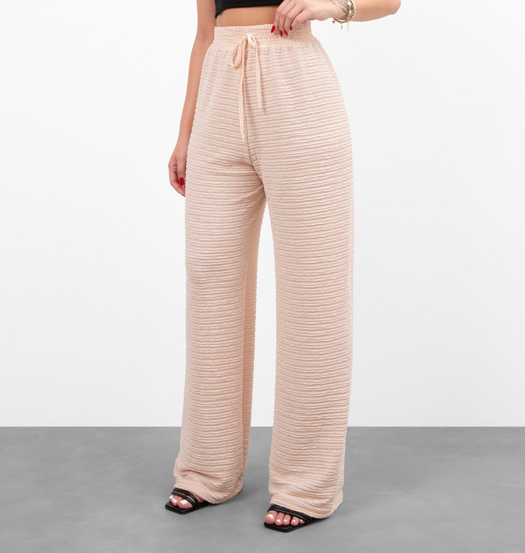 Calça Wide Leg Com Cordão Fake