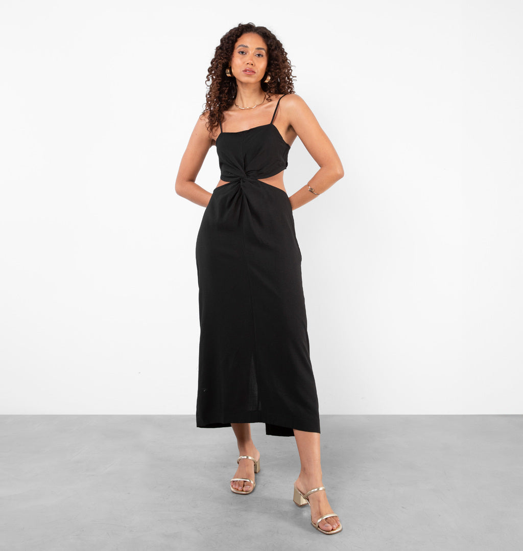 Vestido Longo Com Nó Frontal