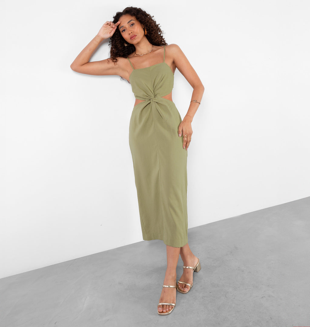 Vestido Longo Com Nó Frontal