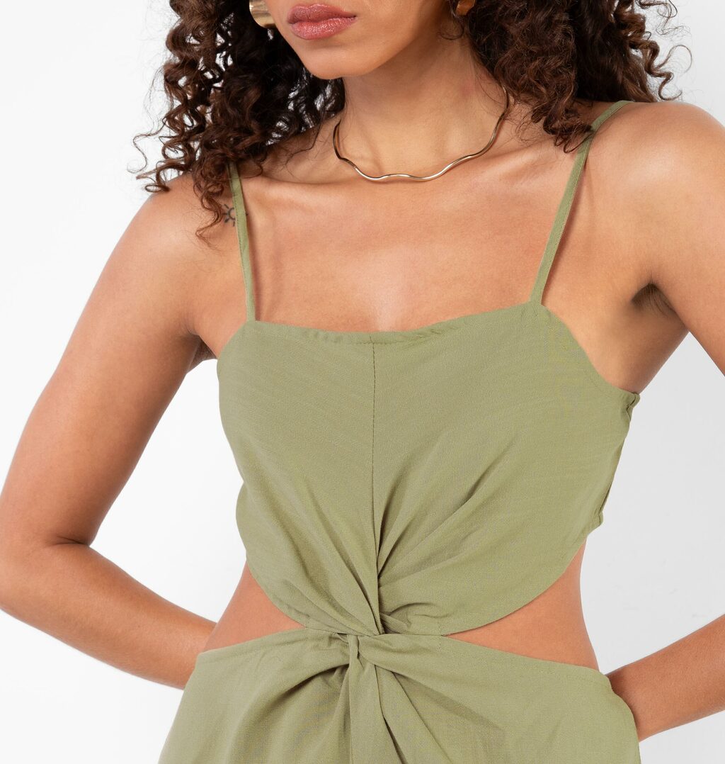 Vestido Longo Com Nó Frontal