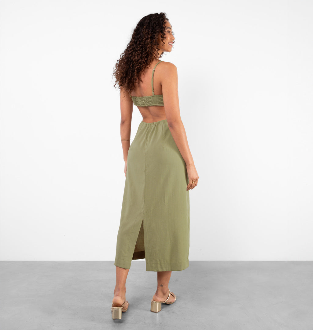 Vestido Longo Com Nó Frontal