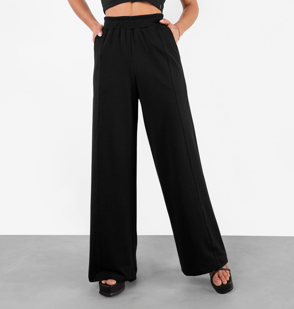 Calça Wide Leg Com Recortes