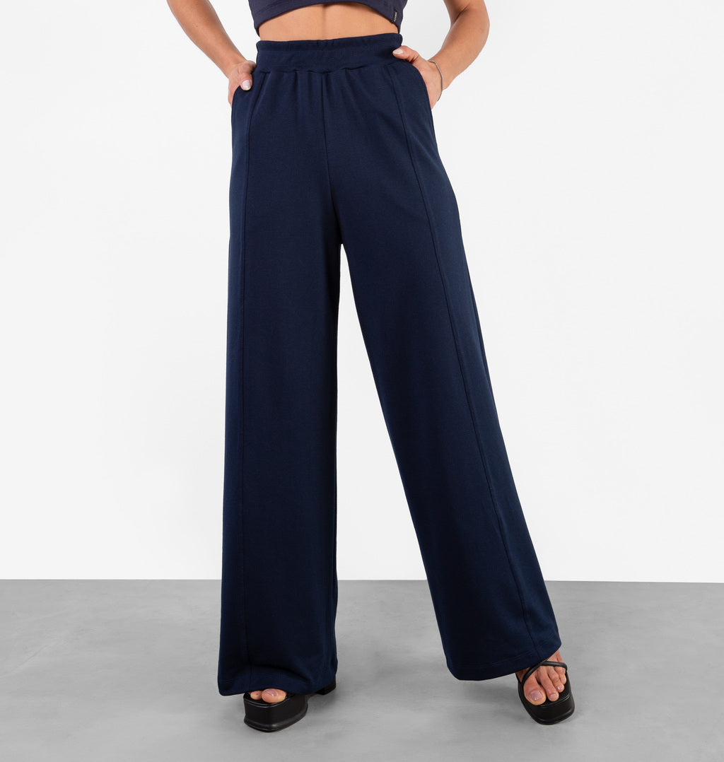 Calça Wide Leg Com Recortes