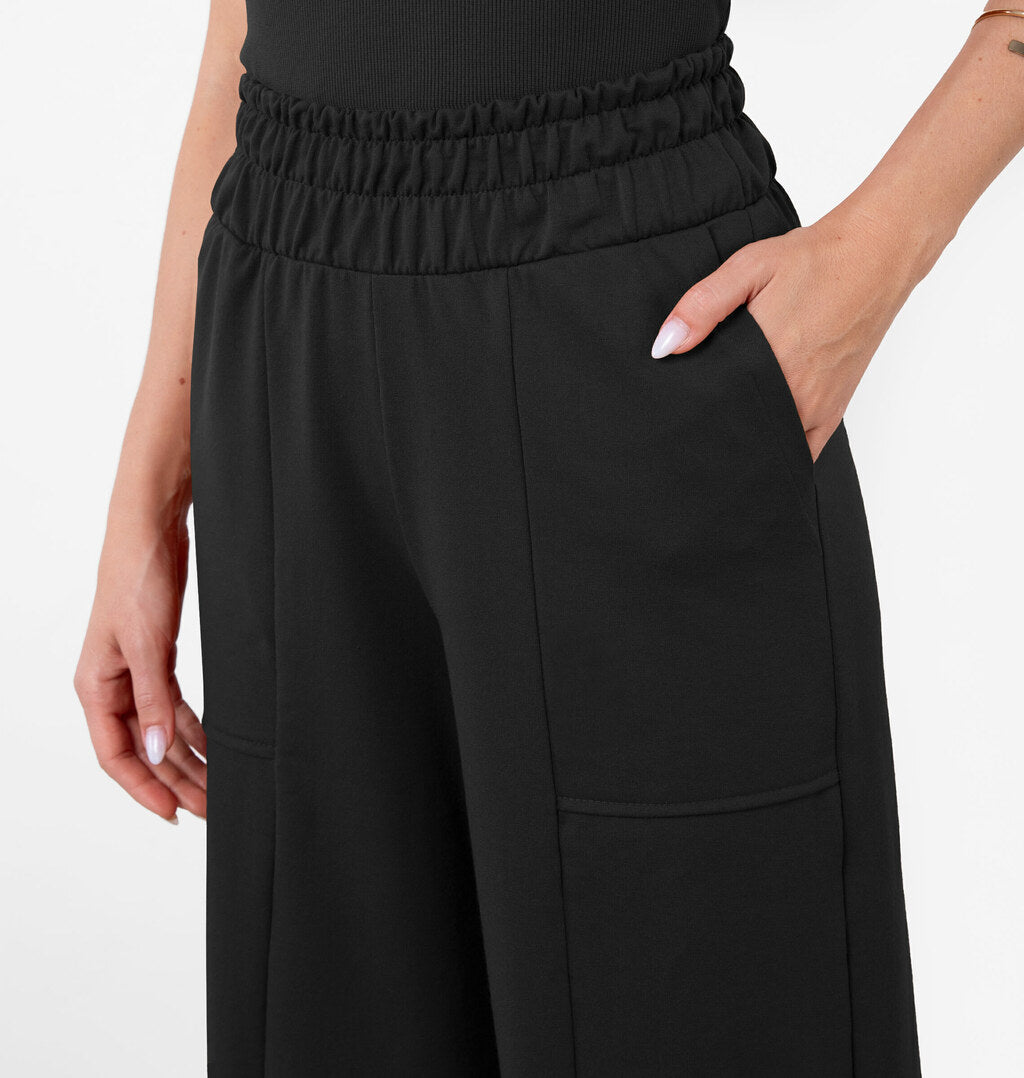 Calça Wide Leg Com Bolso
