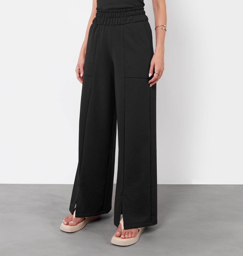 Calça Wide Leg Com Bolso