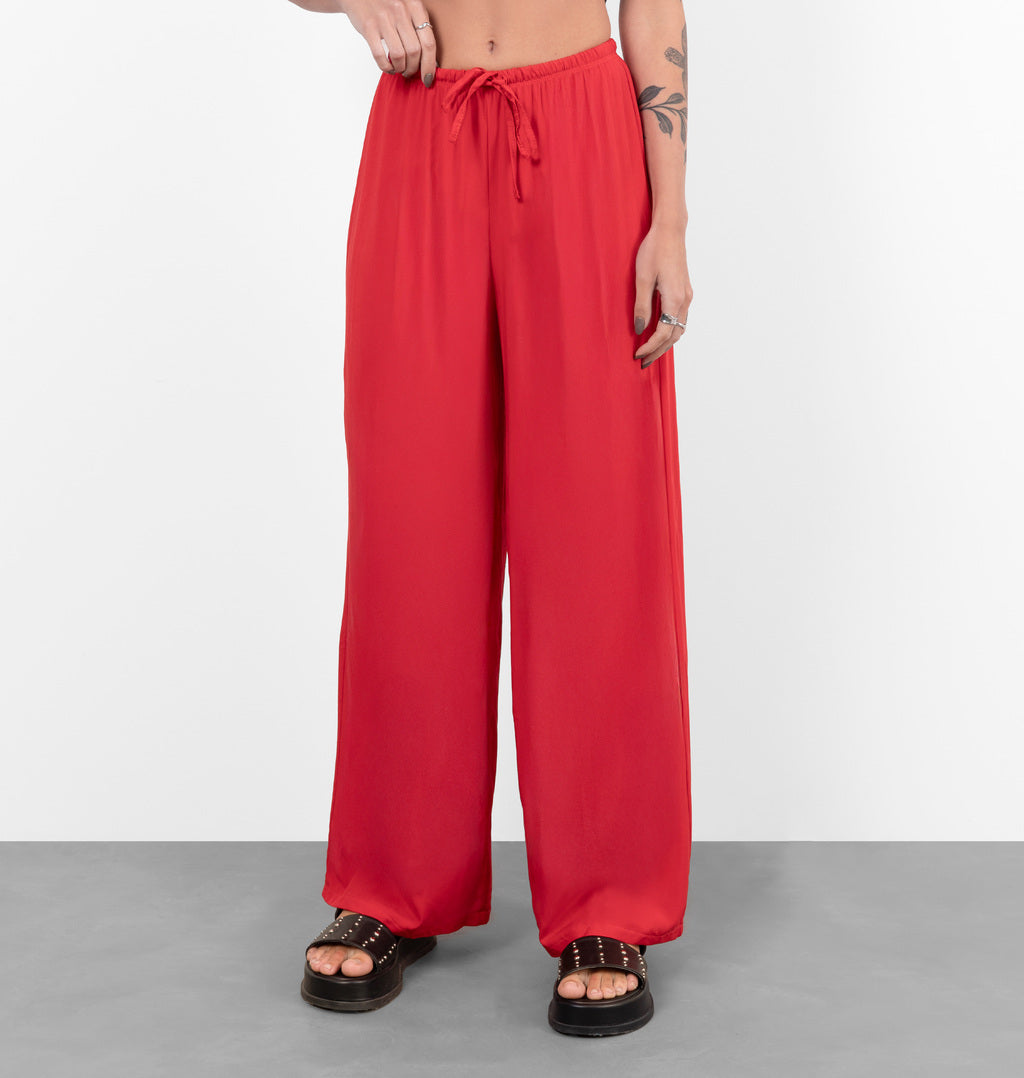 Calça Reta Com Cós Ajustável