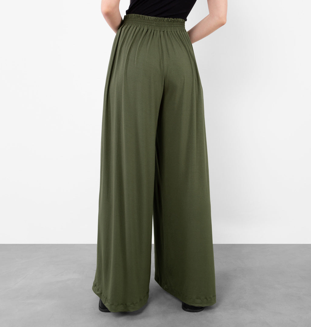 Calça Wide Leg Com Fenda Frontal