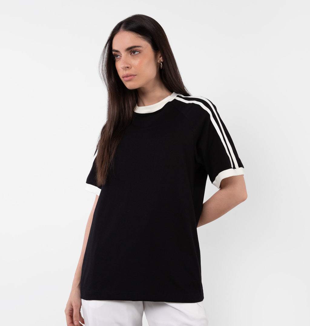 Camiseta Over Raglan Com Listras