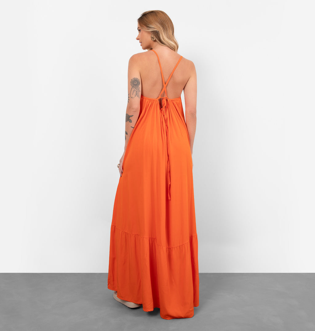 Vestido Longo Com Recorte Maria