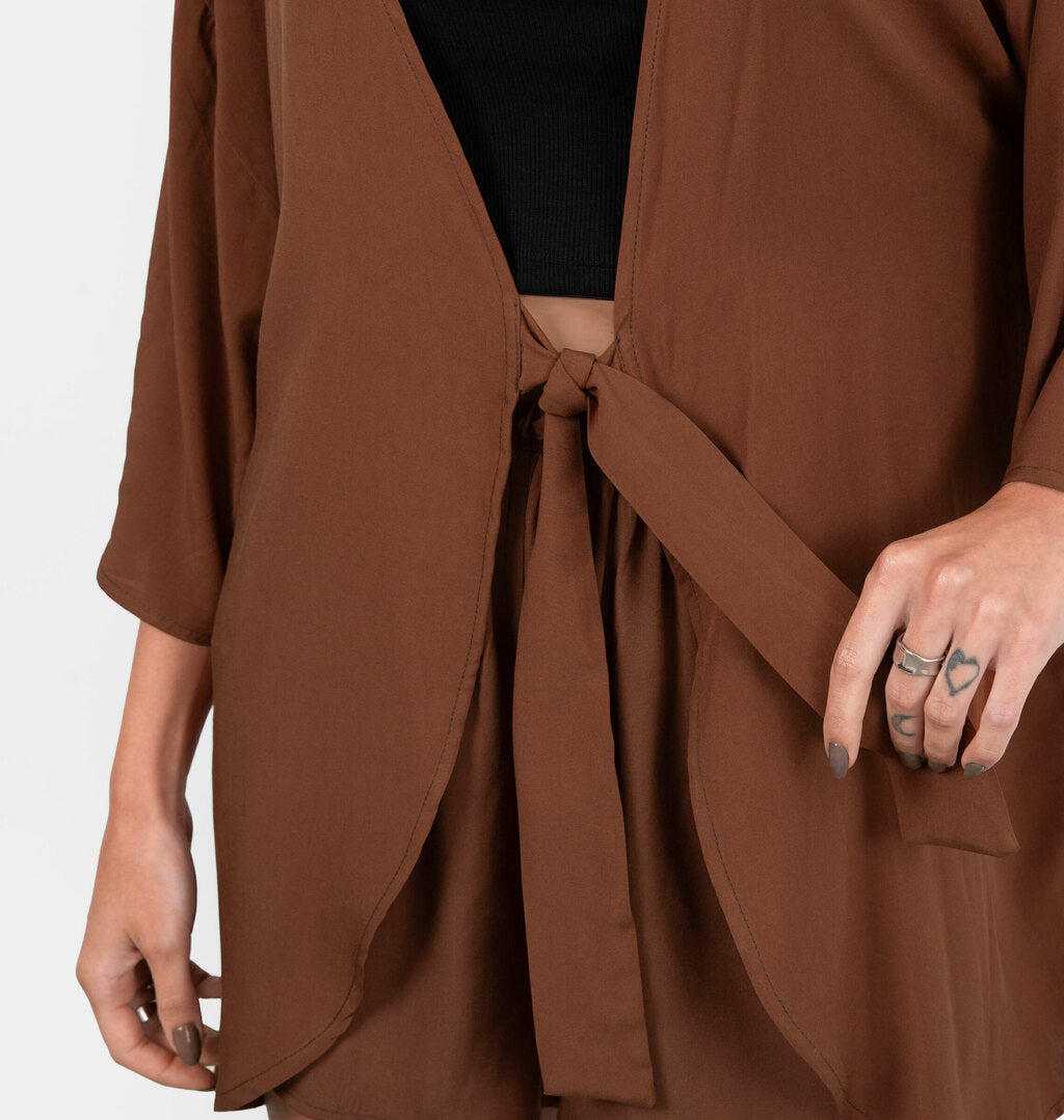 Kimono Alongado Com Amarração Frontal