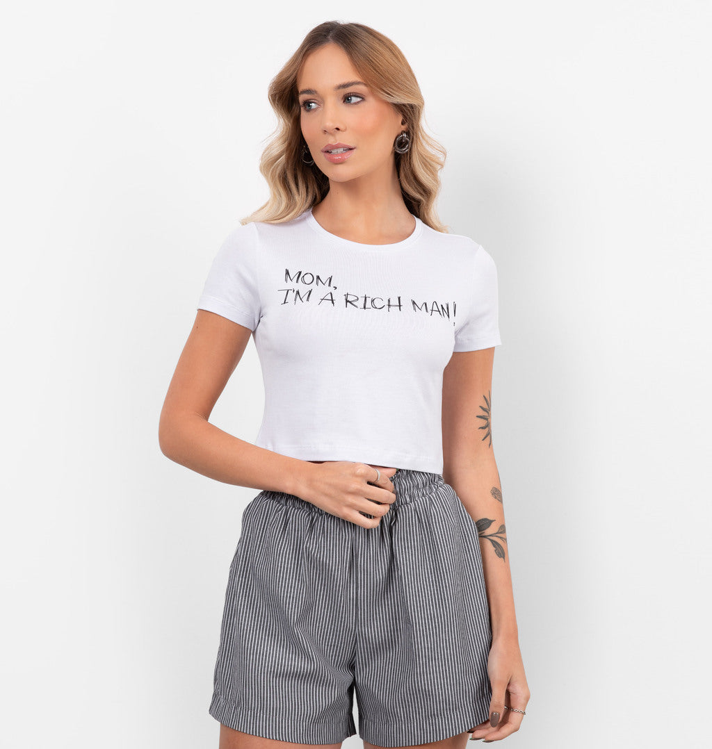 Blusa Baby Tee Lettering Cher