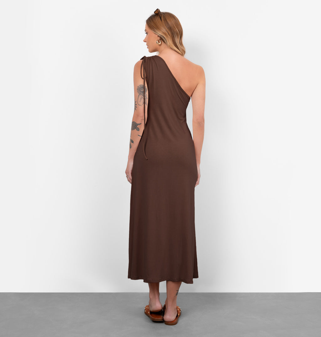 Vestido Midi Com Um Ombro Só