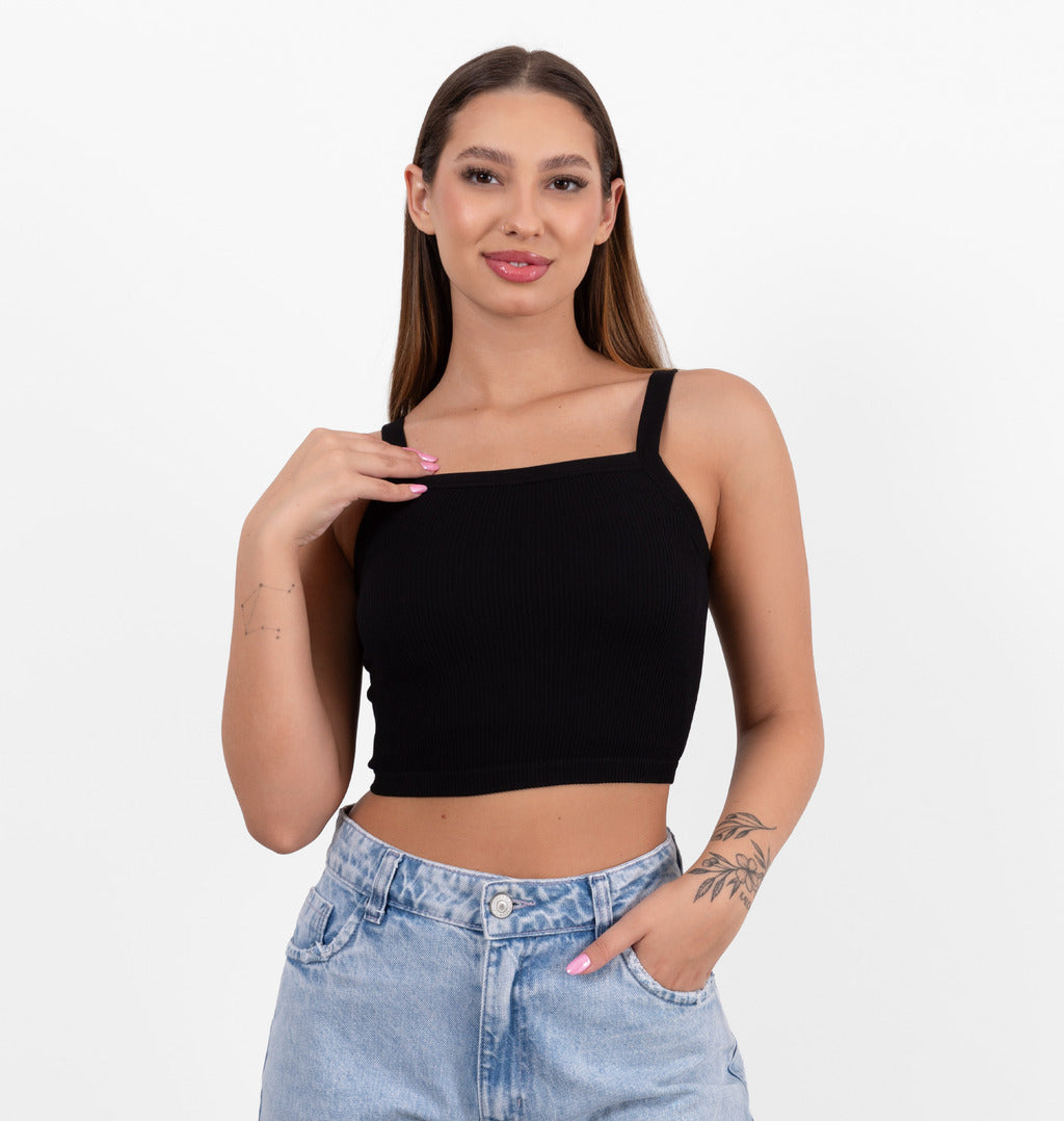 Regata Cropped Com Decote Quadrado