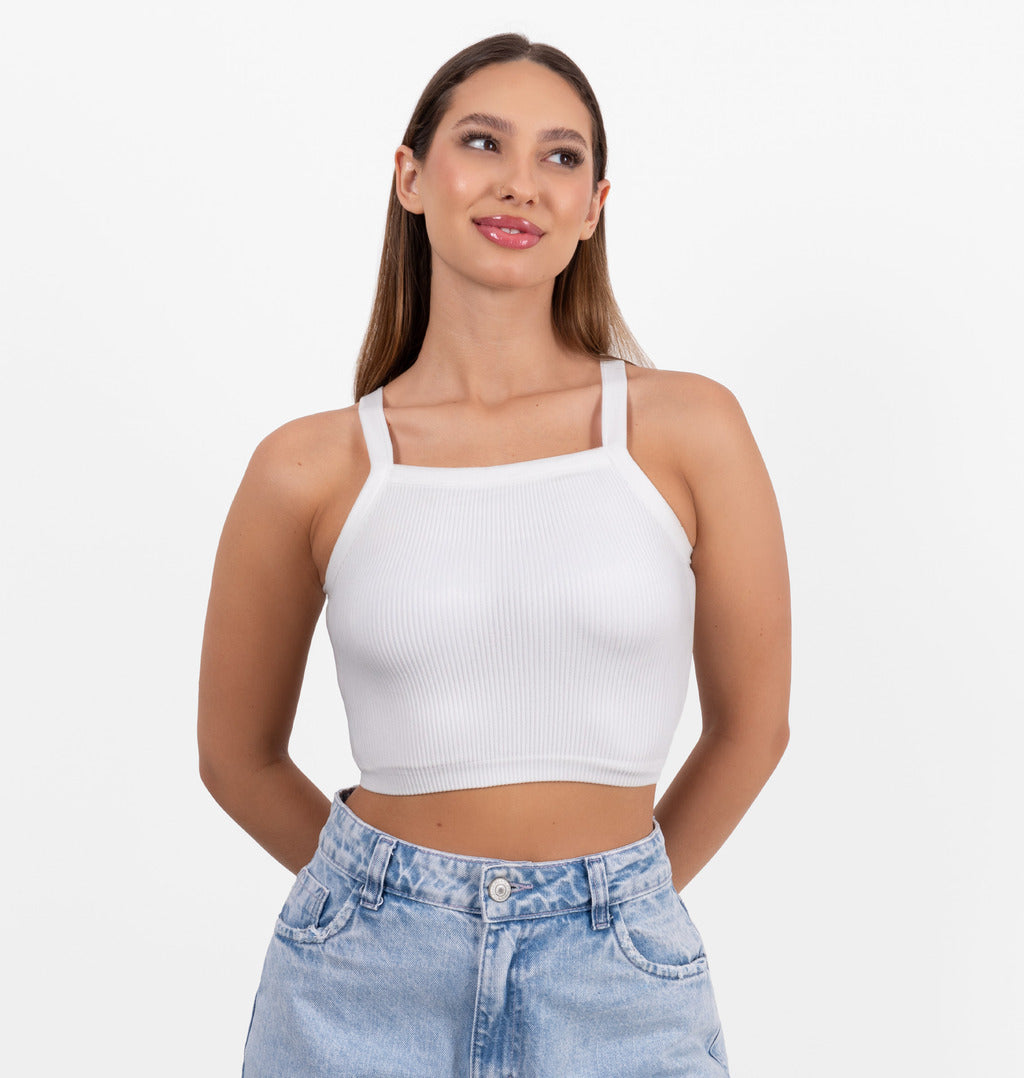 Regata Cropped Com Decote Quadrado