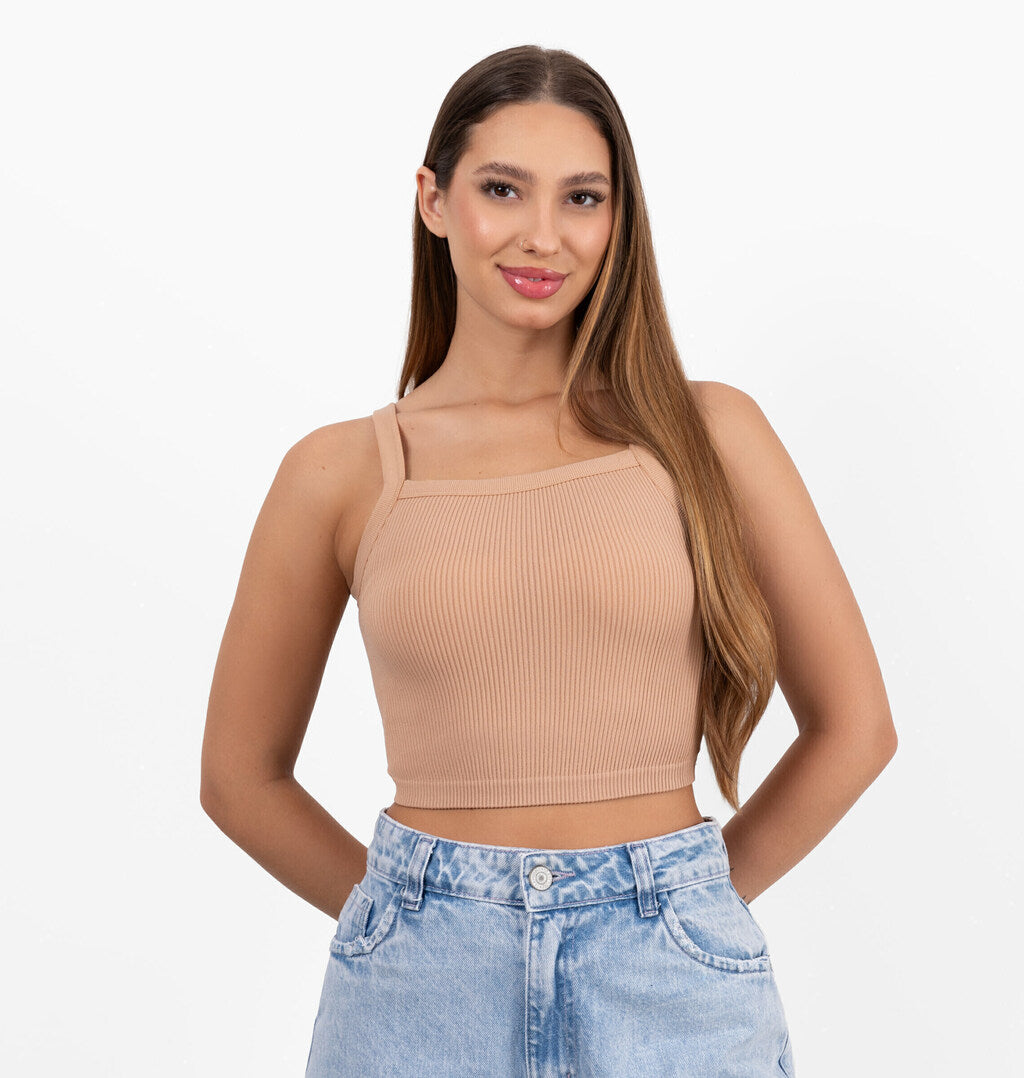 Regata Cropped Com Decote Quadrado