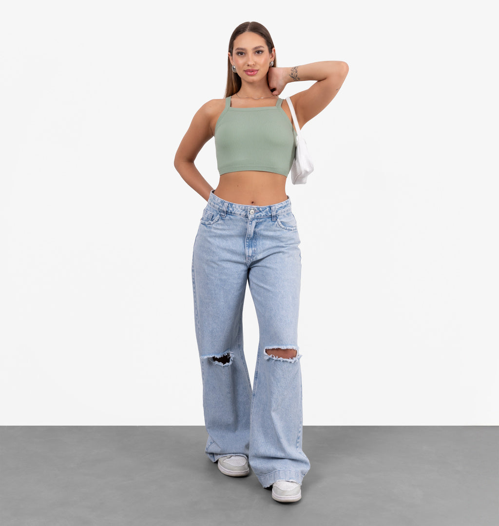Regata Cropped Com Decote Quadrado