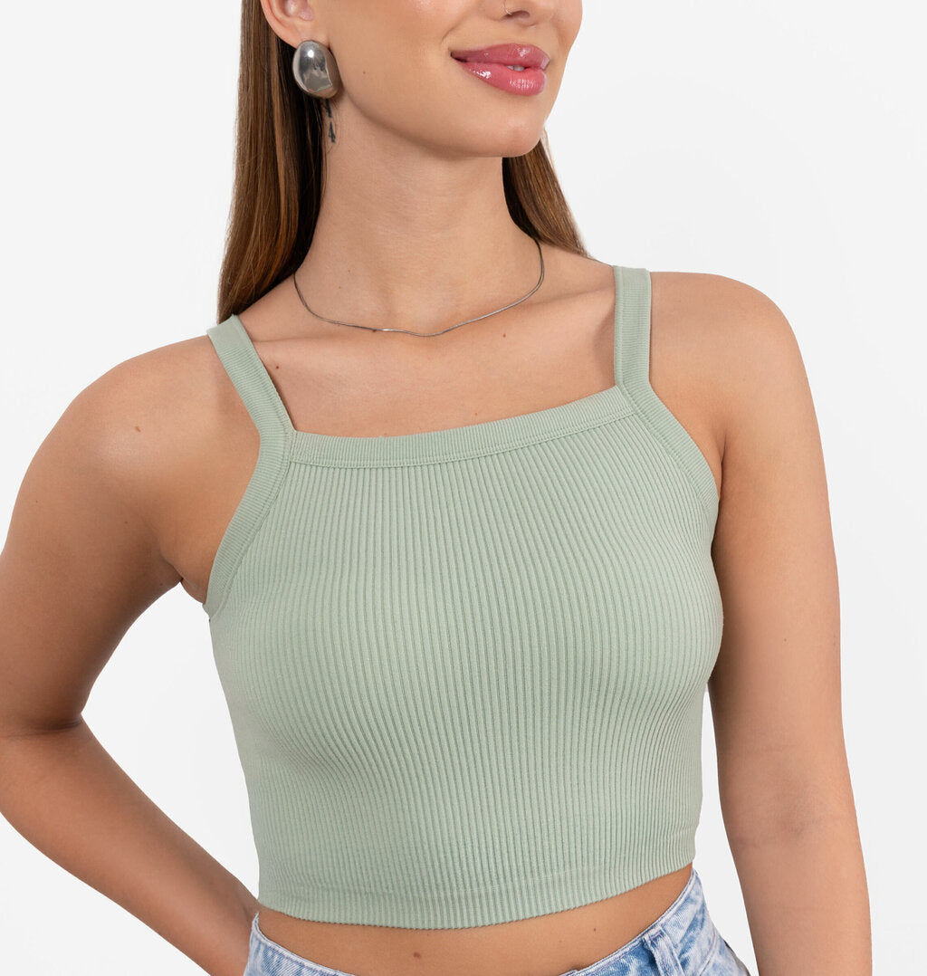 Regata Cropped Com Decote Quadrado