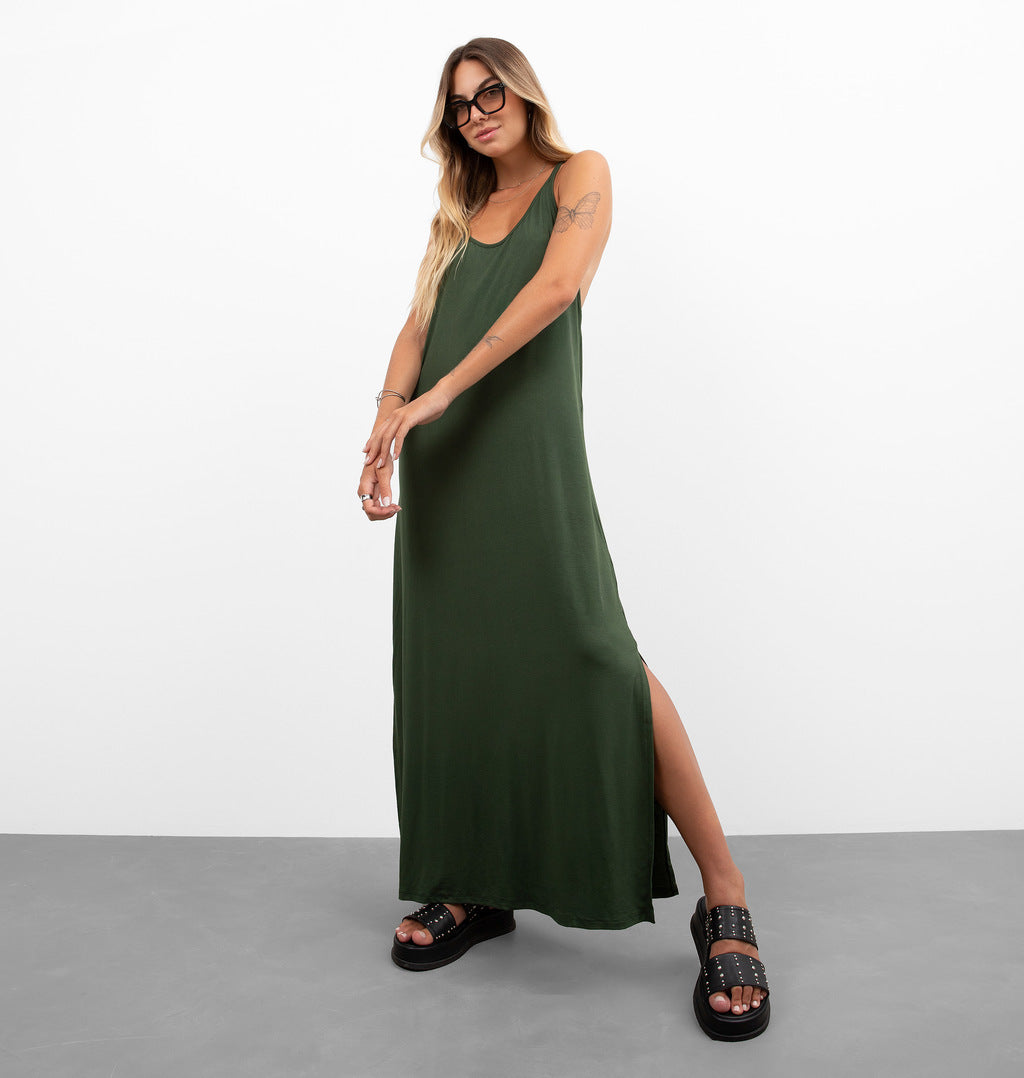 Vestido Midi Nadador Em Viscolycra