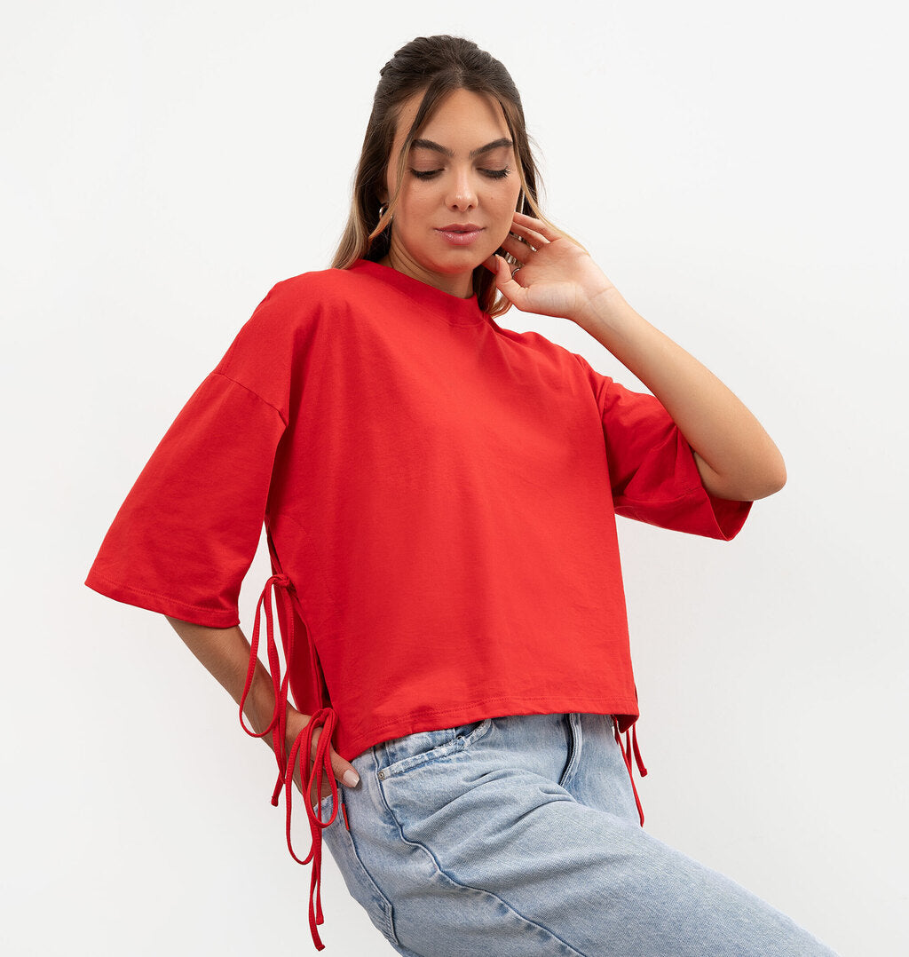 T-Shirt Meia Malha Com Amarração