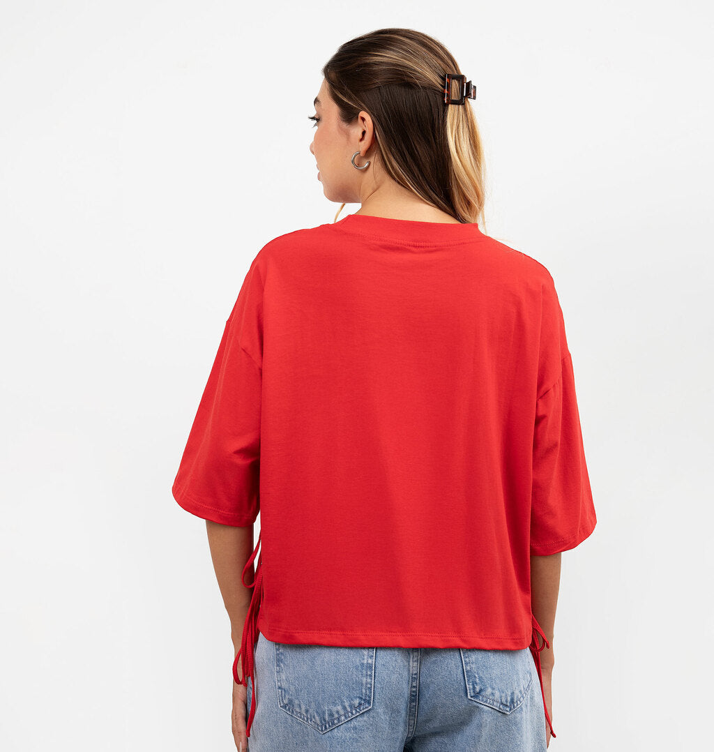 T-Shirt Meia Malha Com Amarração