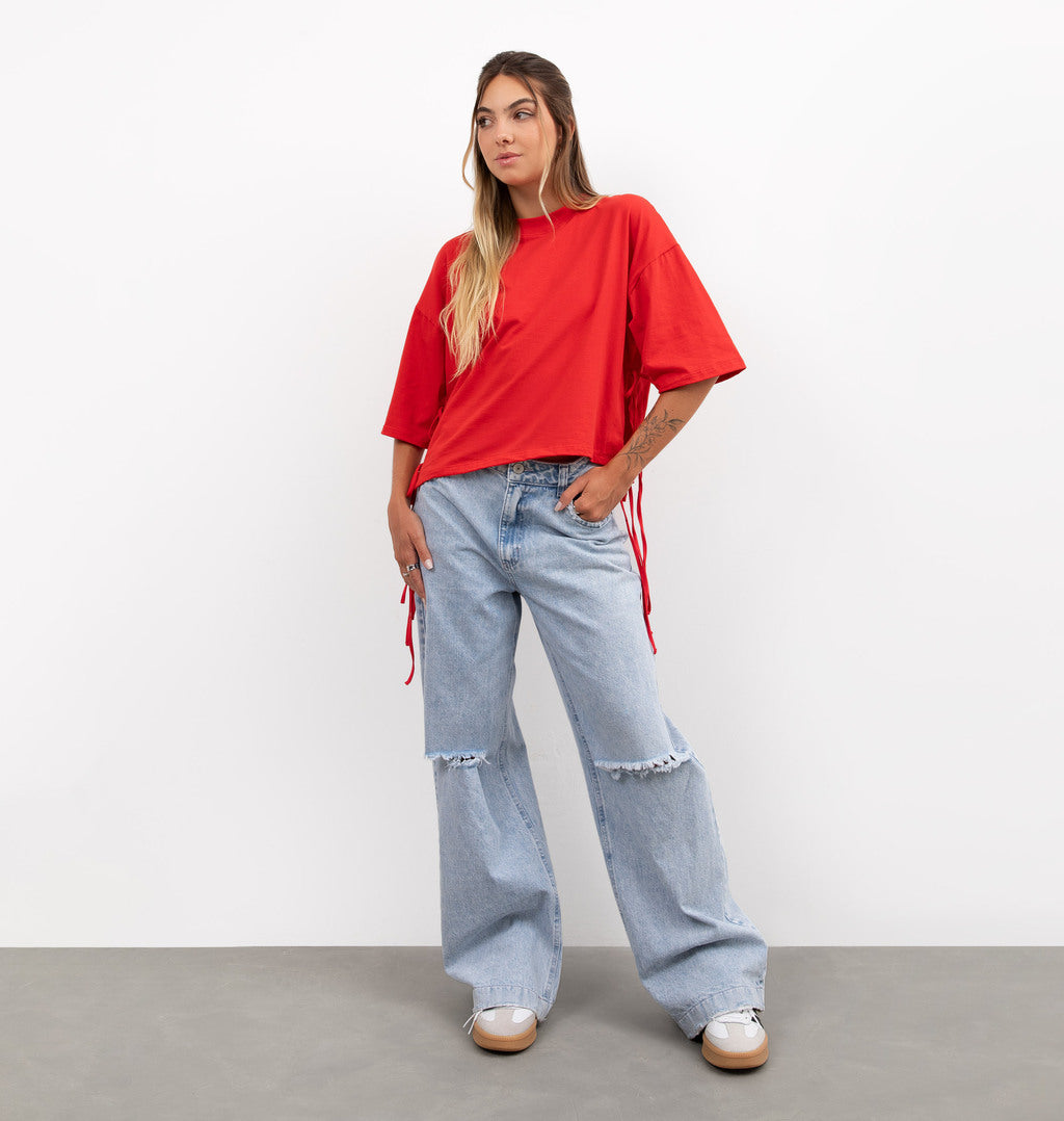 T-Shirt Meia Malha Com Amarração