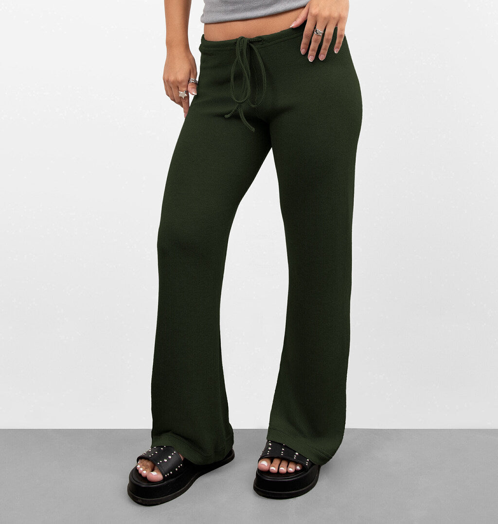 Calça Bailarina Canelada Com Cordão